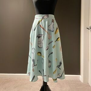 Antique Kitchen Print Swing Skirt